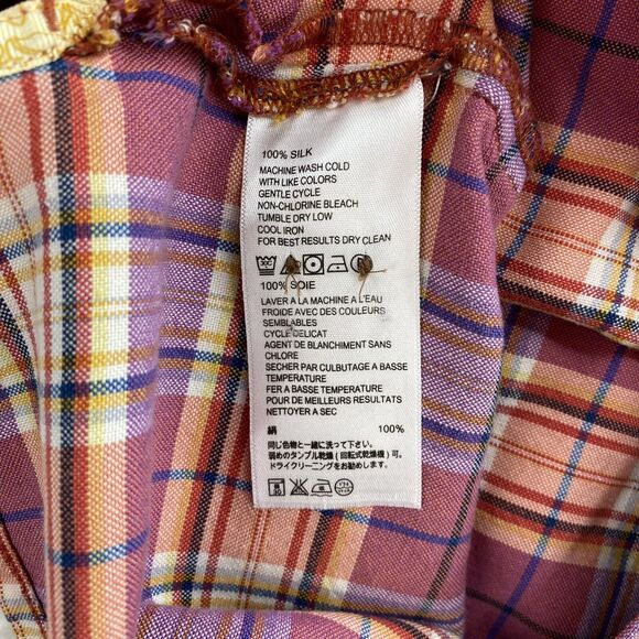 Tommy Bahama Shirt Men Large Pinks Pastel Plaid Loop Collar Silk Preppy Outdoors - Picture 9 of 16